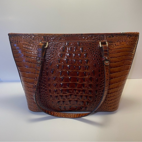 Retired Brahmin Medium Asher Pecan Lima Wicker Tote Bag Purse RARE New - Picture 3 of 16